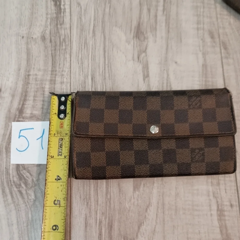 Authentic LOUIS VUITTON Damier Ebene Portefeuille Sarah Long Wallet